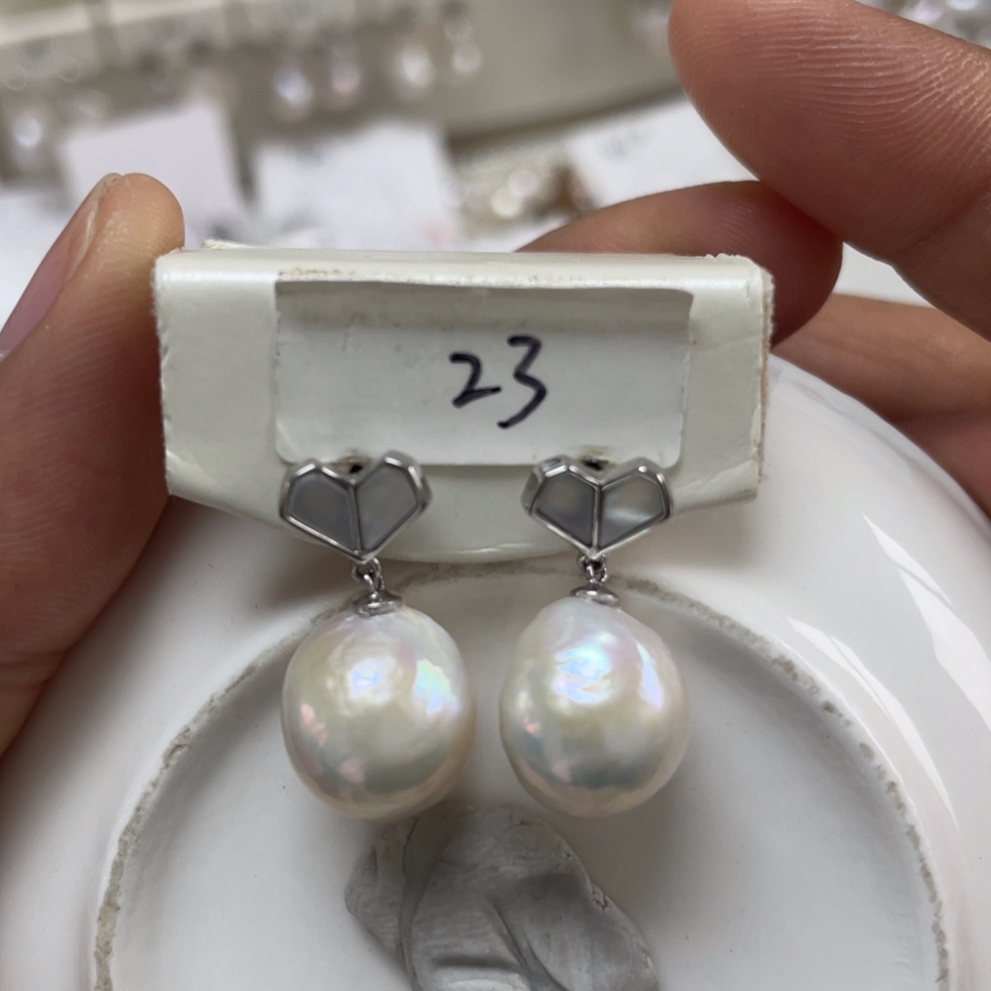 淡水珍珠耳饰银S925镶嵌