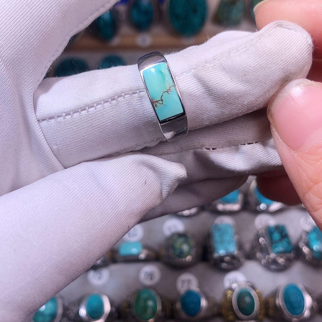 绿松石挂件银S925镶嵌