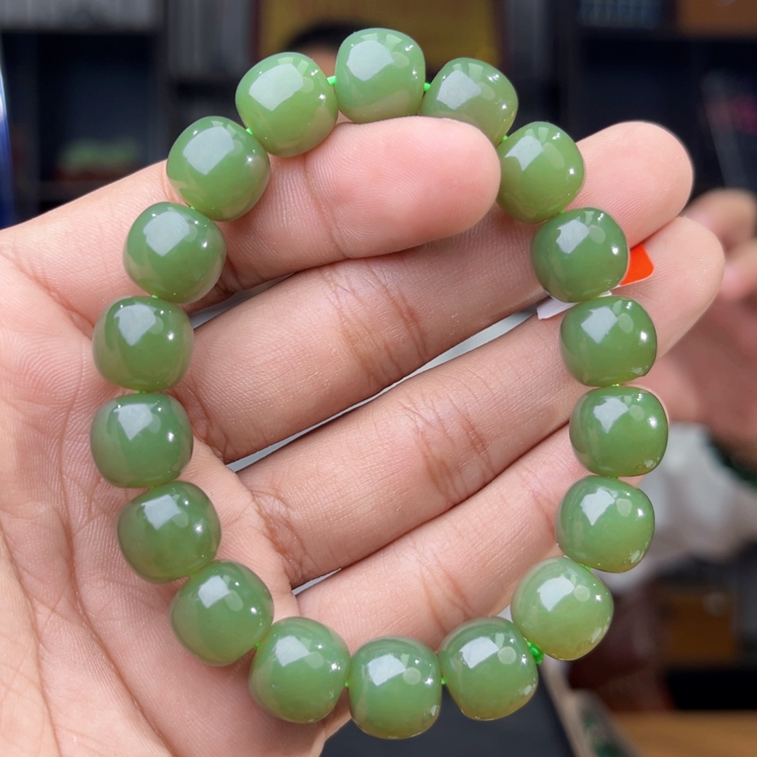 和田玉未镶嵌手串天然和田玉新疆若羌青黄口卡12老型