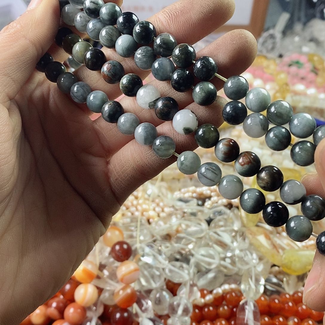 玛瑙/玉髓珠宝半成品未镶嵌一条天然8mm玉化鹰眼石B84