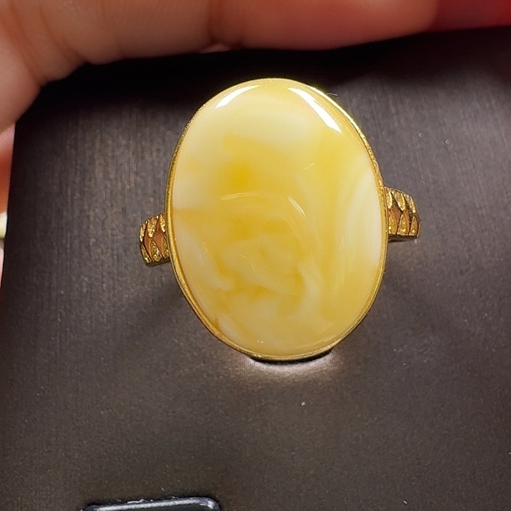 蜜蜡银S925镶嵌戒指戒指