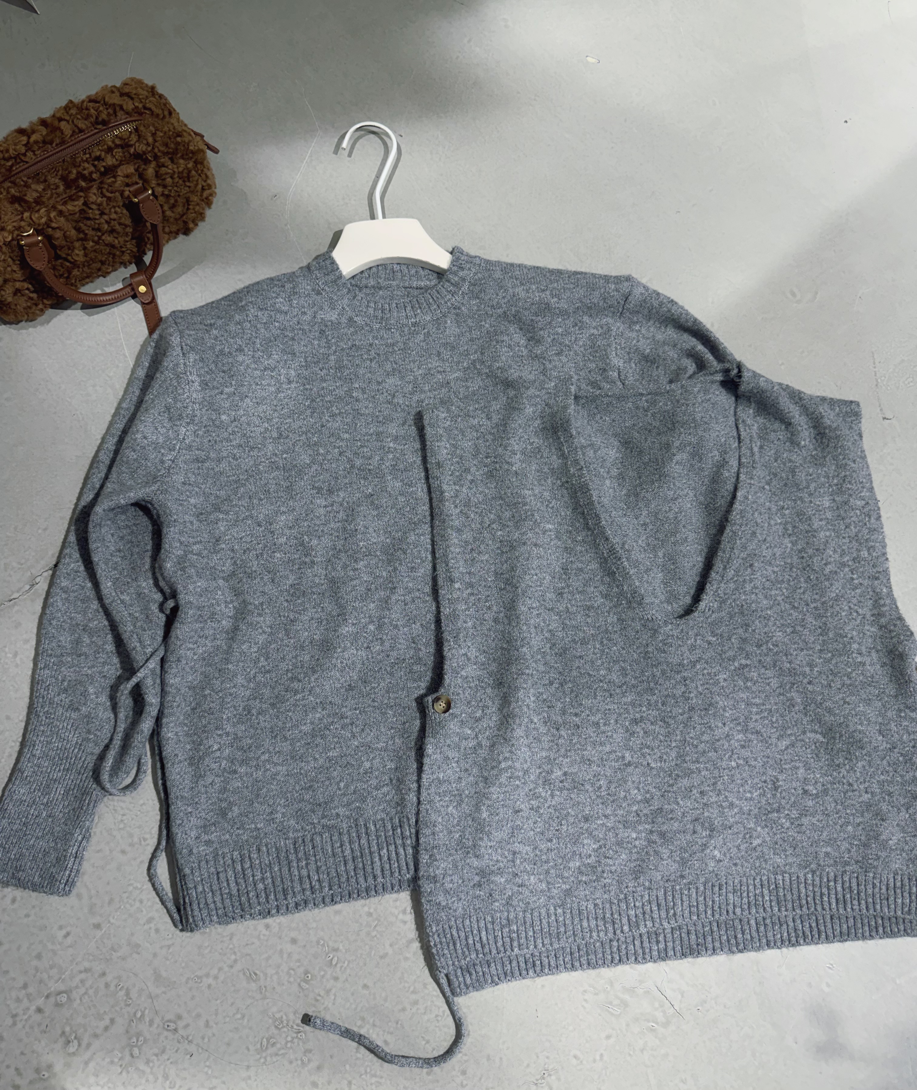 LY LAB 25秋冬“扬子纱”小众设计两件套绵羊毛长袖马甲套装