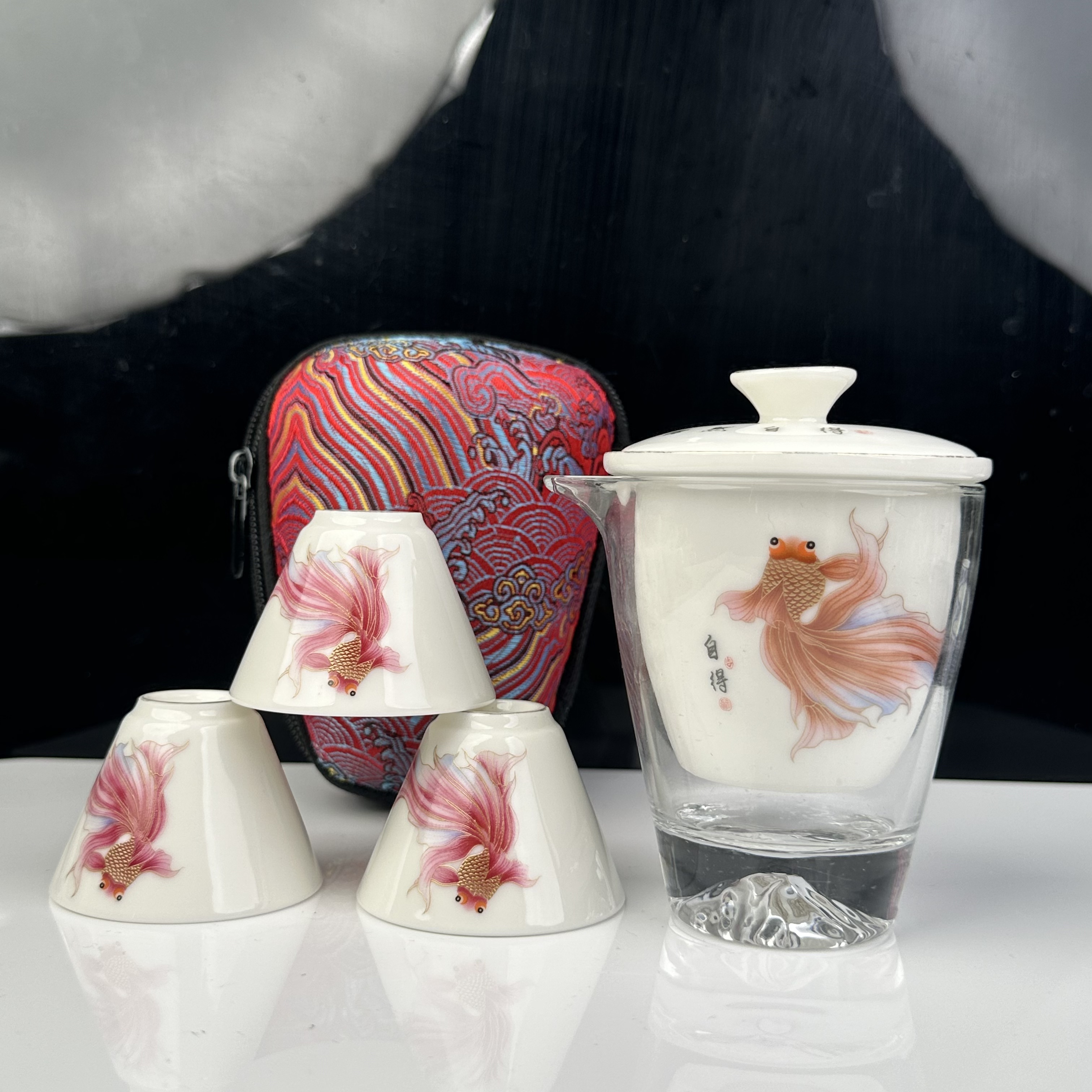 悠然 锦鲤【旅行套】白-一壶三杯 C0161