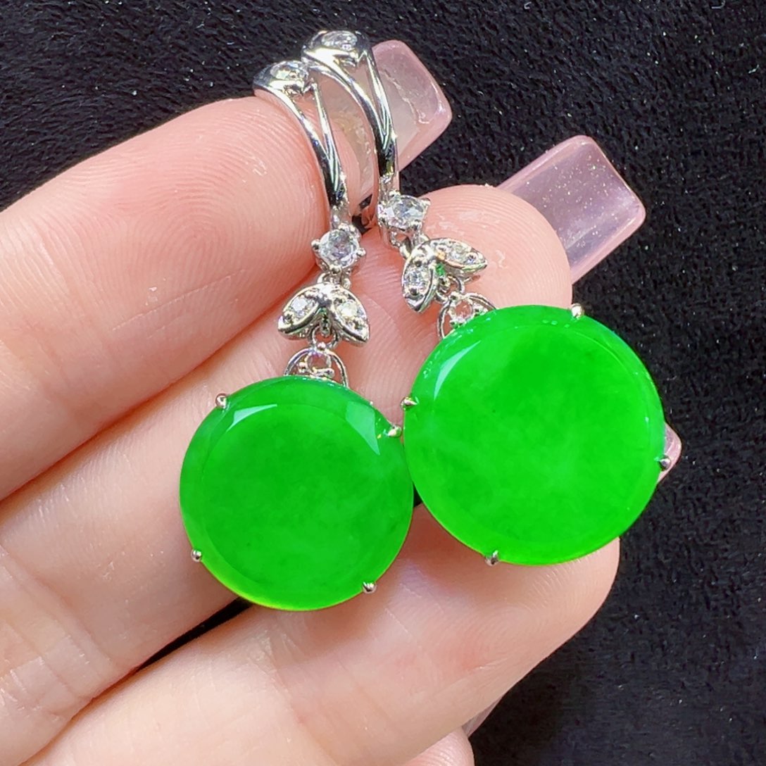 翡翠耳饰18K金镶嵌耳坠