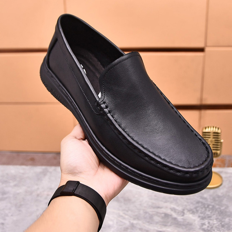 男鞋春秋款商务休闲皮鞋轻底套脚半里男士软底爸爸鞋时尚鞋24106