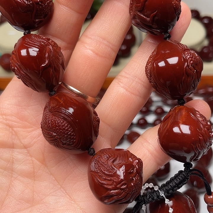 橄榄核手串李*包浆玉化