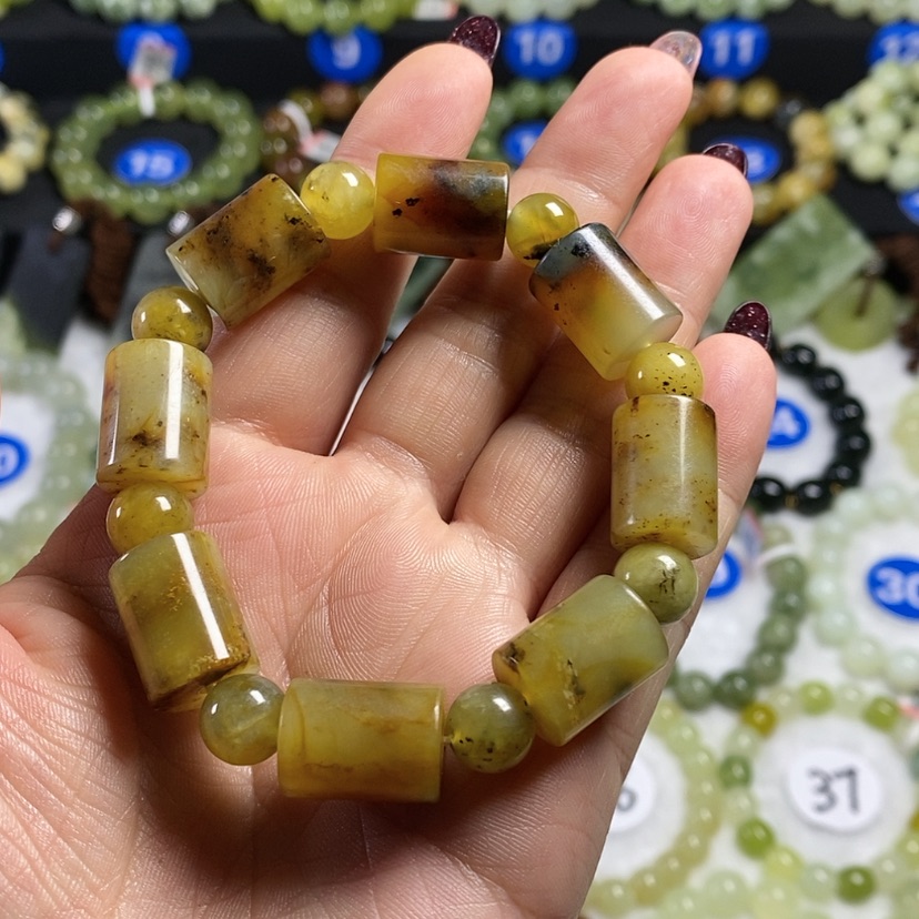 【闪购商品】蛇纹石玉手链未镶嵌卡13