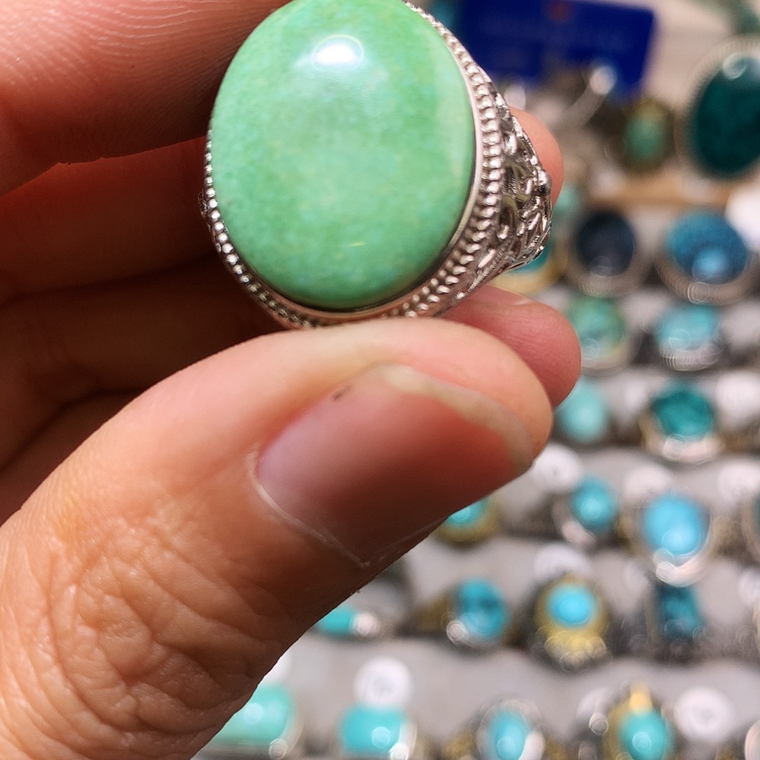 绿松石挂件银S925镶嵌