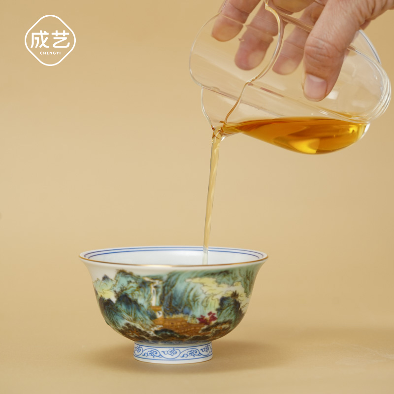  山居压手杯陶瓷茶杯功夫茶具男士泡茶专用个人茶杯主人杯茶杯