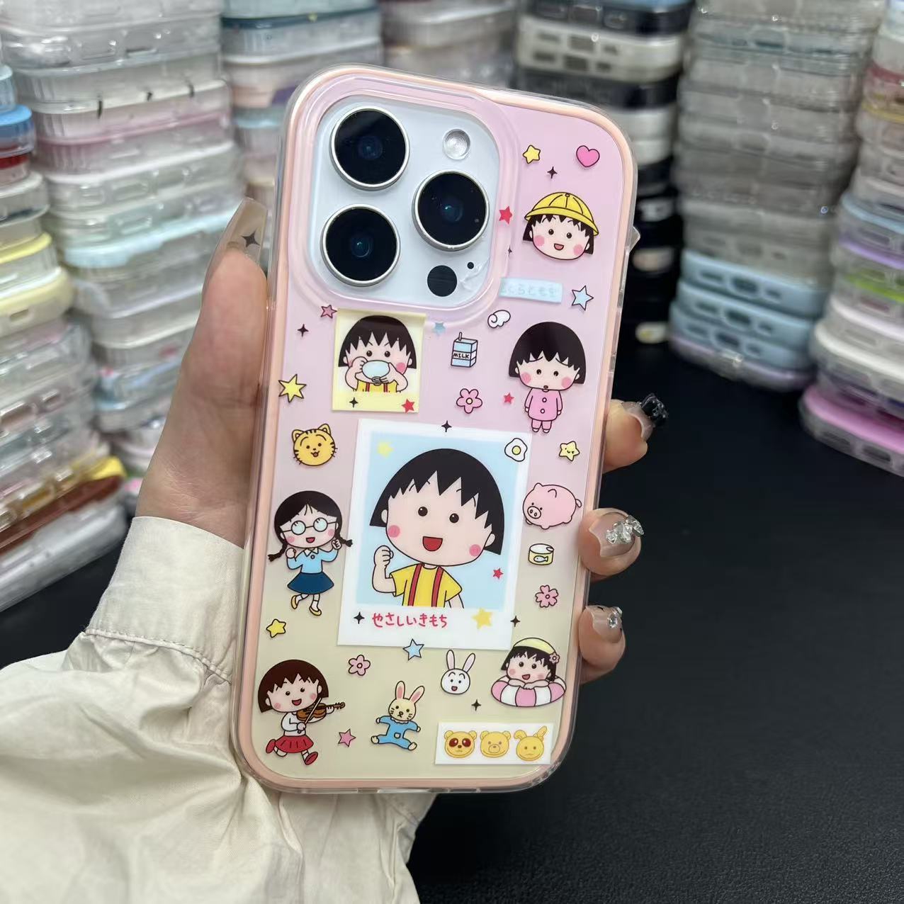 双层二合一可爱ins证件小丸子适用苹果16手机壳iPhone15/14/13潮