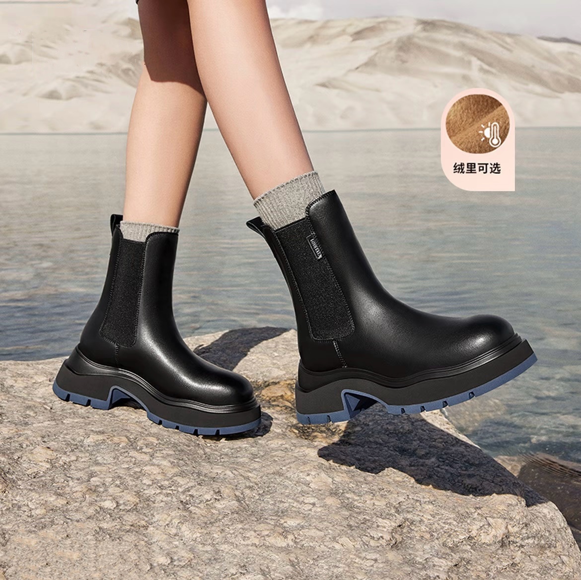 烟筒靴时装靴短靴中筒靴秋季时尚马丁靴女靴加绒百搭