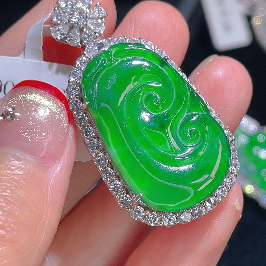 翡翠吊坠(不含链)银S925镶嵌