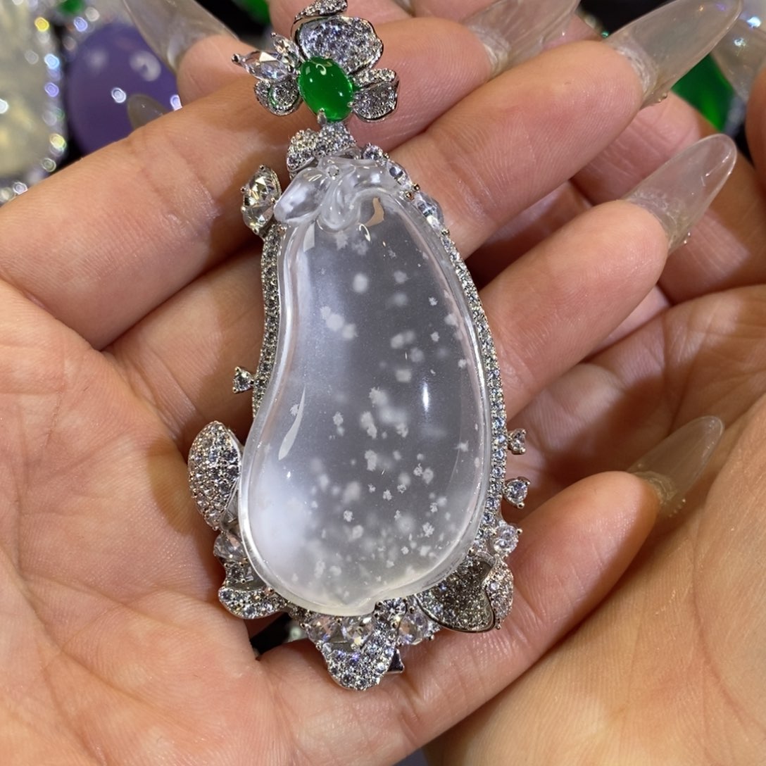 石英质玉颈饰银S925镶嵌