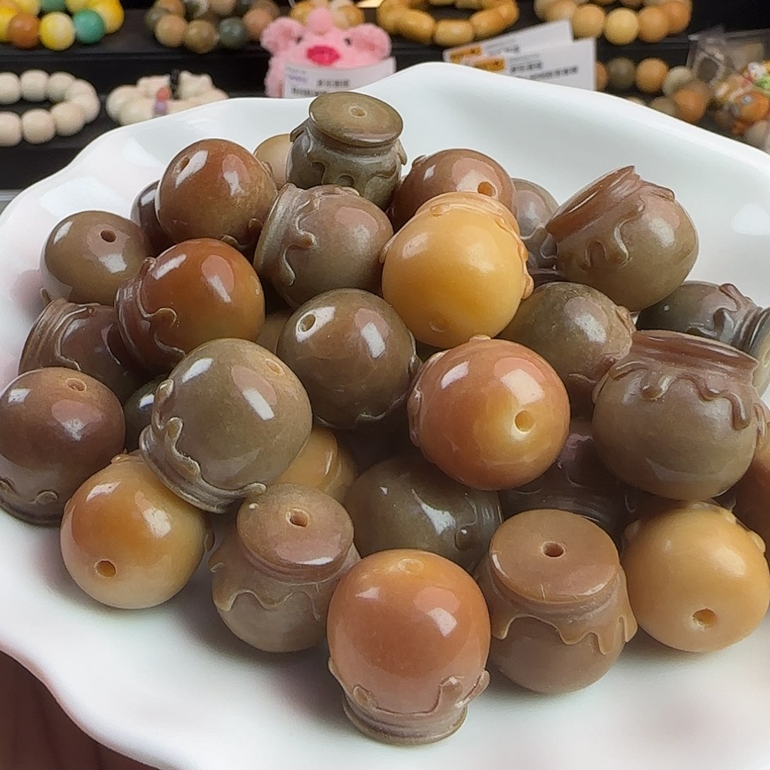 菩提根/象牙果手串微瑕大尺寸咖啡时间蜜罐5颗（菩提）