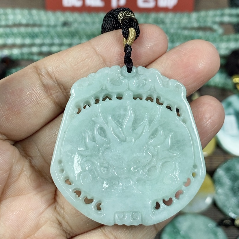 【闪购商品】翡翠颈饰未镶嵌玉吊坠翡翠玉双面龙牌