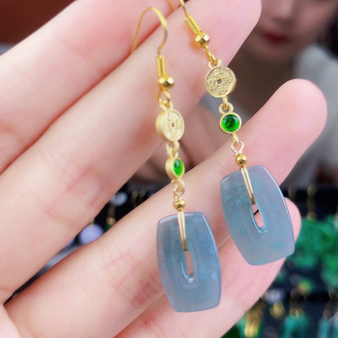 翡翠未镶嵌耳饰饰品