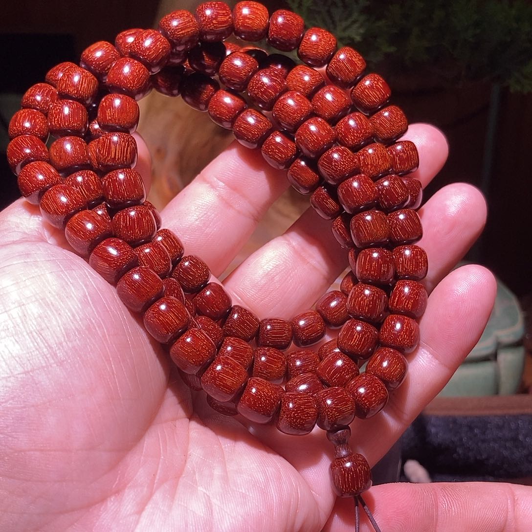 木巅峰毕业，印尼金星紫檀1.0老邢108超级无敌爆满真金星老料泥料