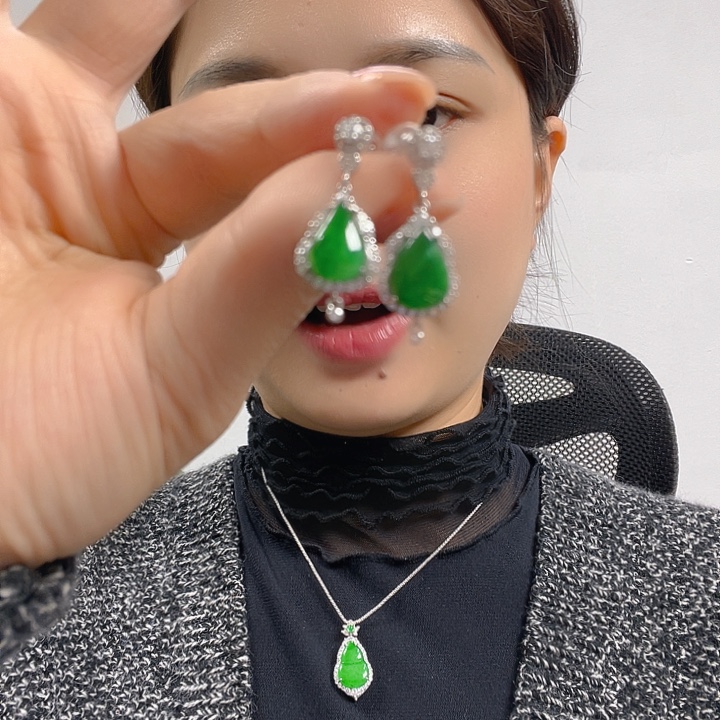 翡翠银S925镶嵌吊坠(不含链)