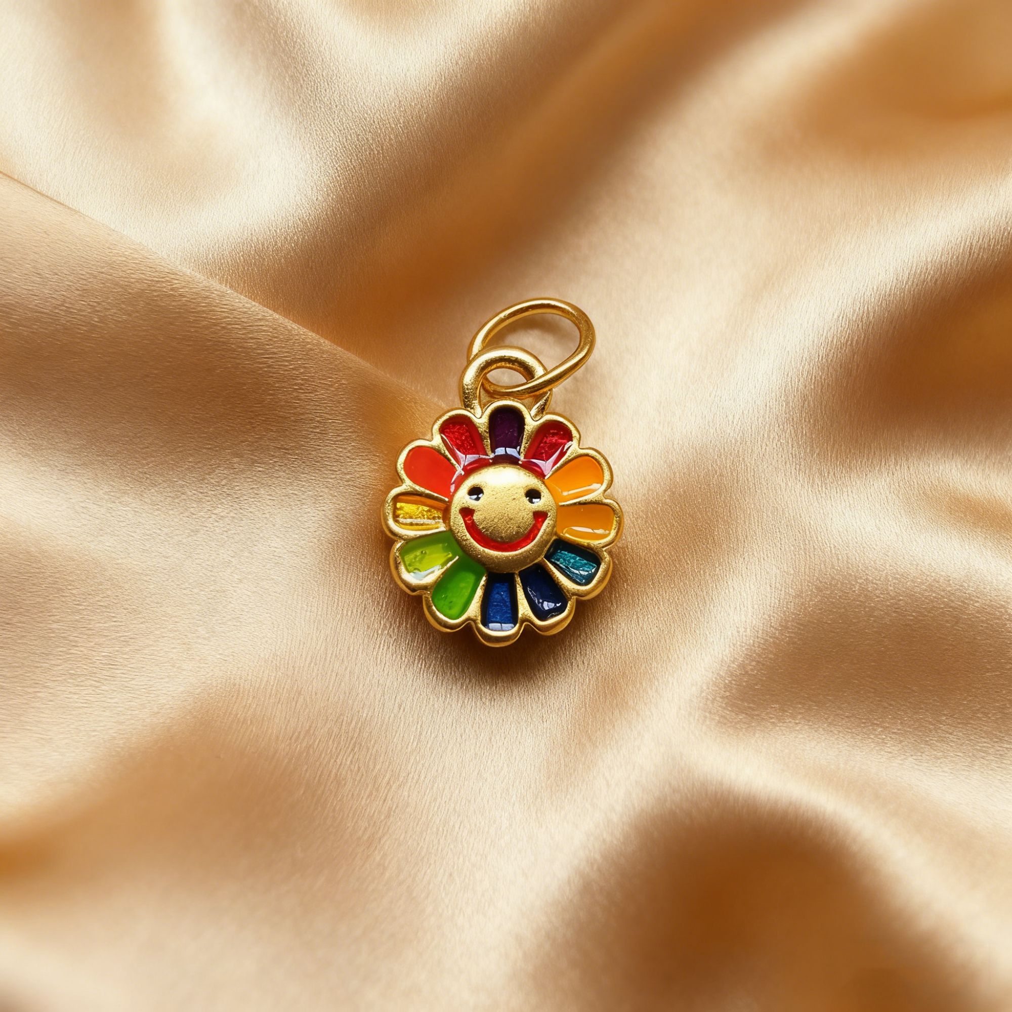 【黄金】足金999小太阳花坠素金 圆环 5D工艺CY340