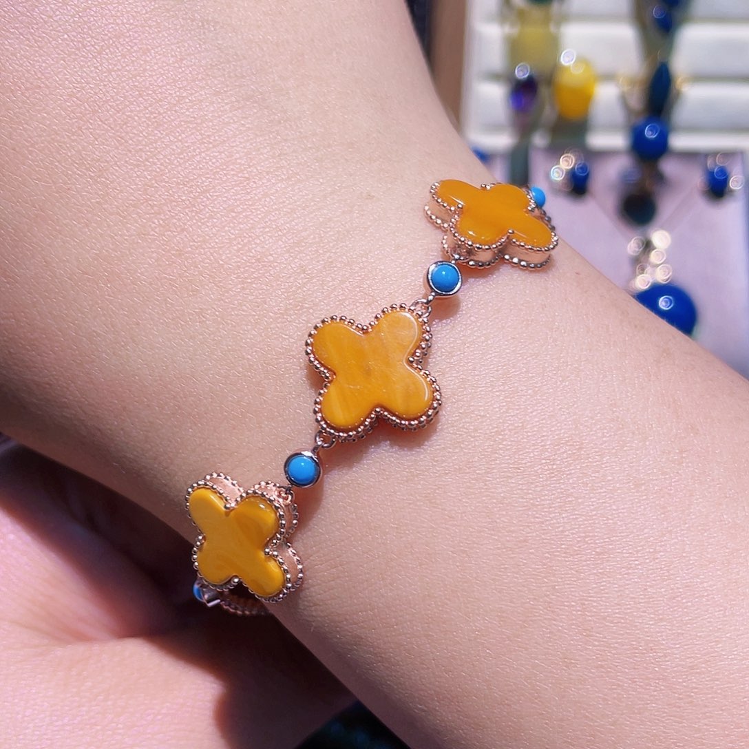 琥珀手链银S925镶嵌蜜蜡