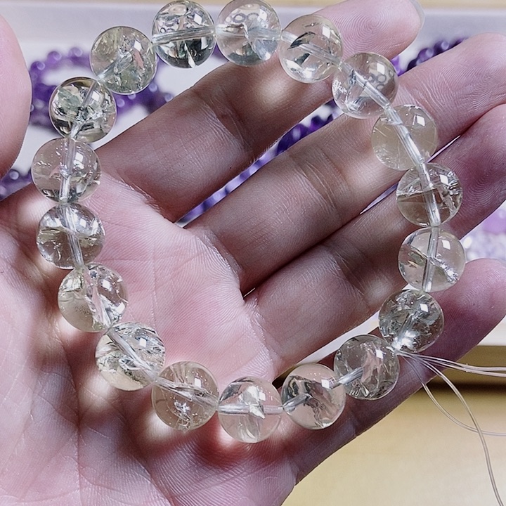 水晶手链银S925镶嵌柠檬黄阿塞