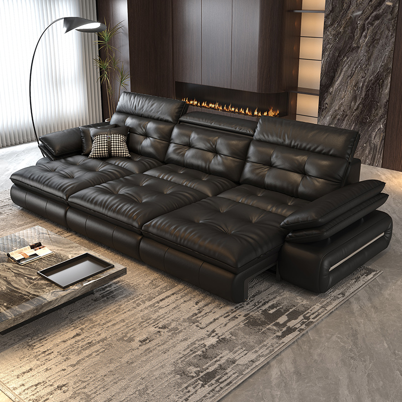 卡丽蒂劳伦斯电动多功能真皮沙发可躺可睡客厅2025新款伸缩沙发床