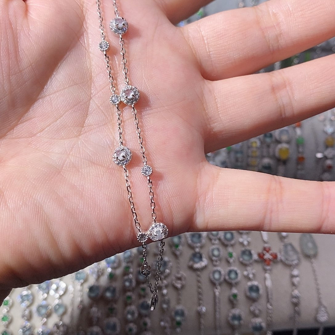 翡翠银S925镶嵌手链