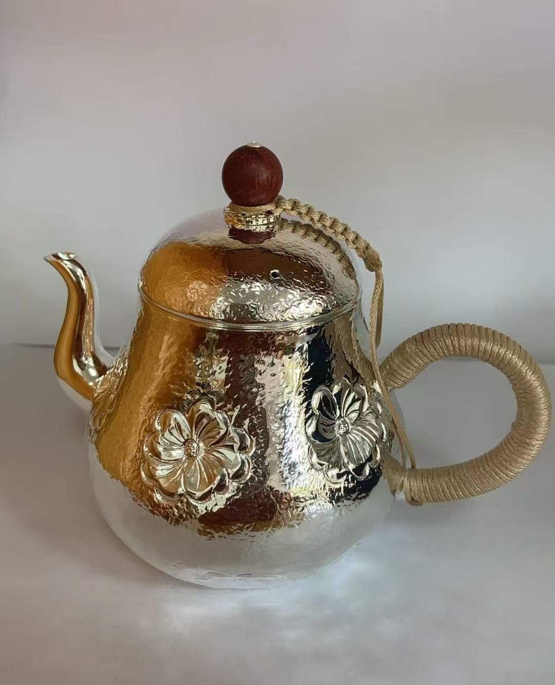 新品手工思婷雏菊手工梨型泡茶银壶