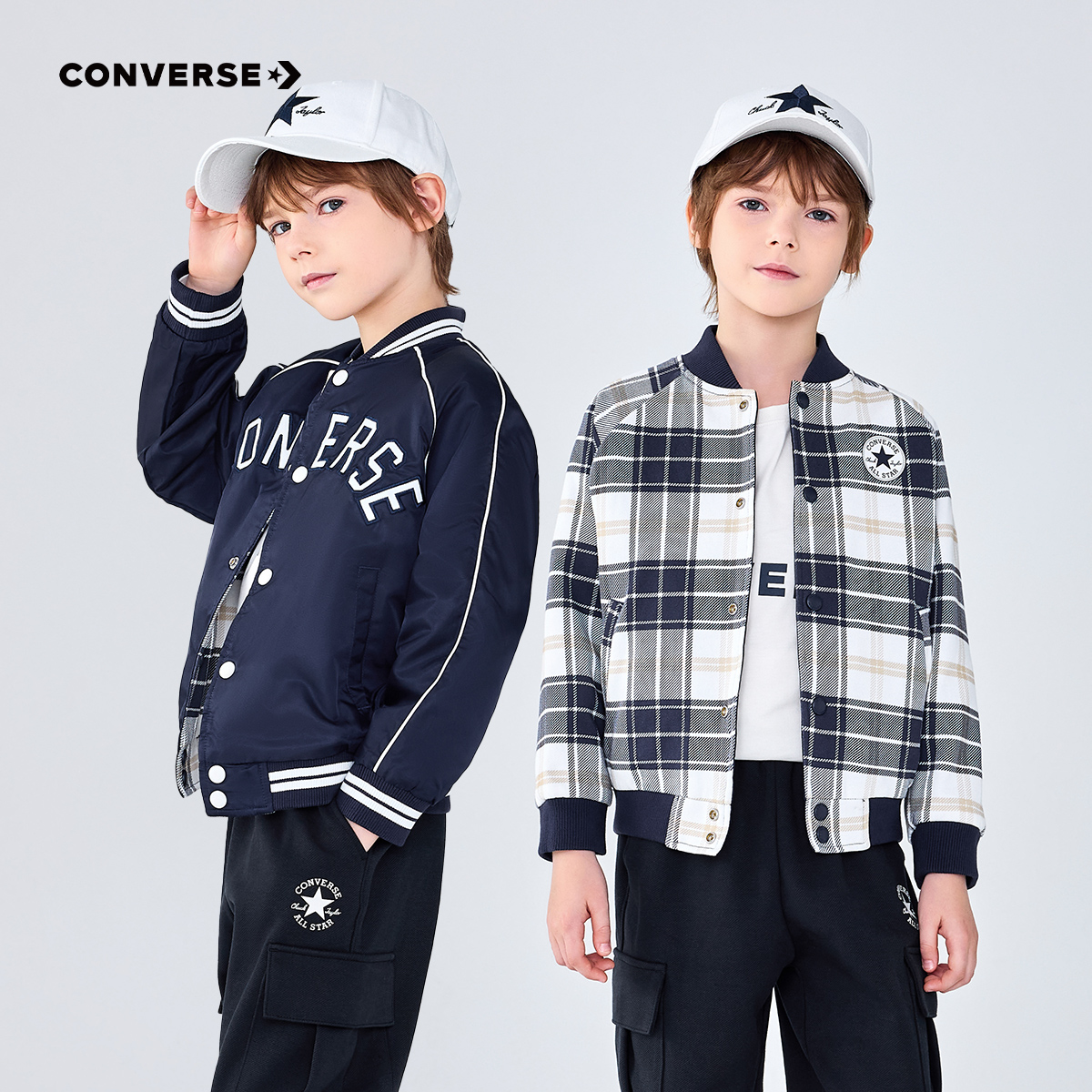 Converse匡威童装外套儿童夹克梭织新款一衣两穿上衣G557