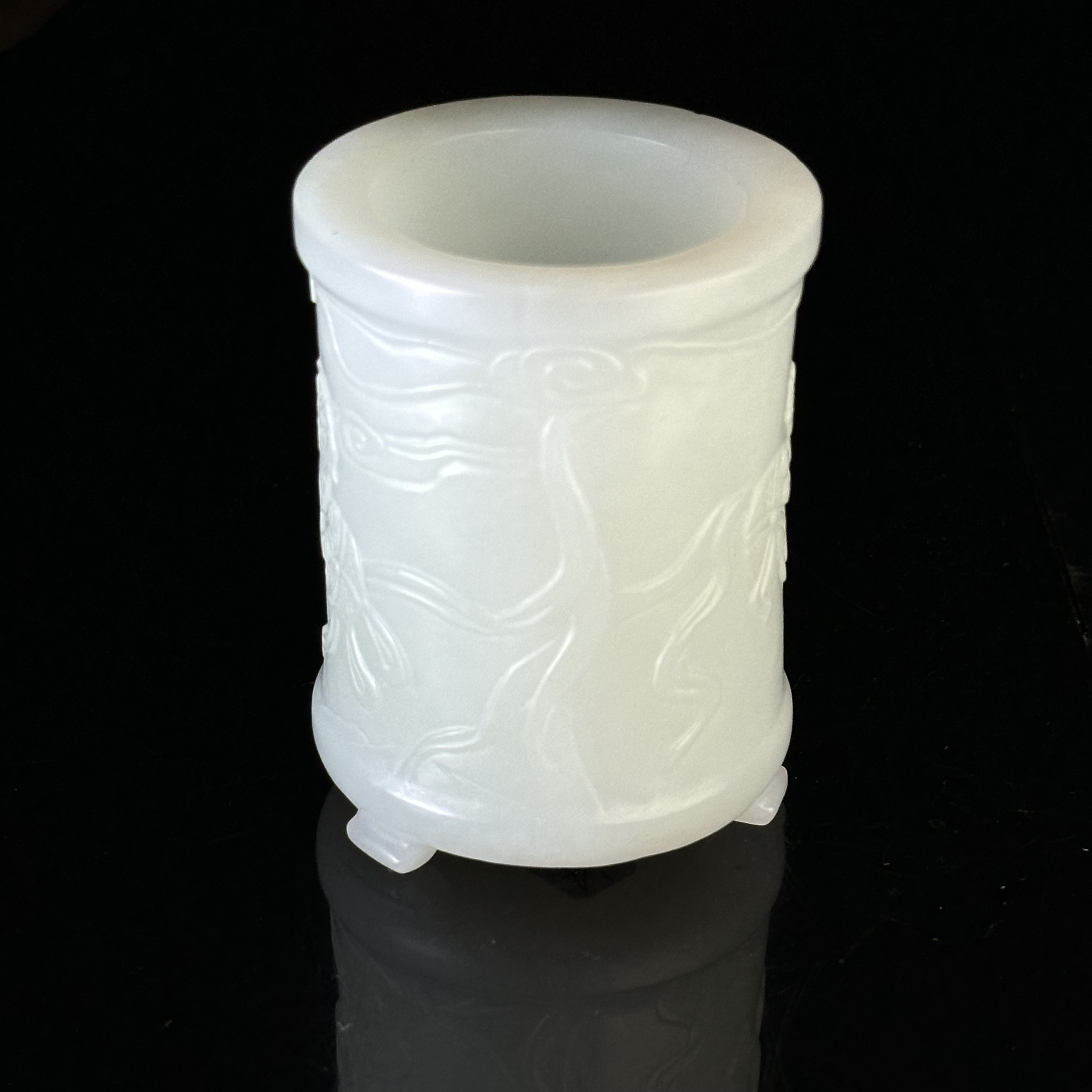 民国和田玉狮子戏绣球笔筒 ZR141203043*【上海兰馨】