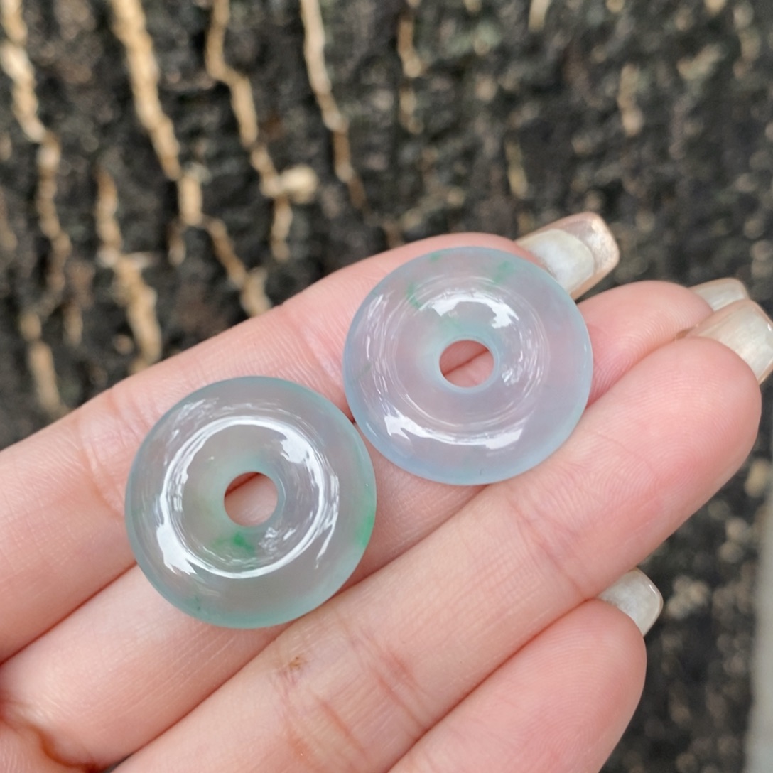 翡翠耳饰未镶嵌甜甜圈