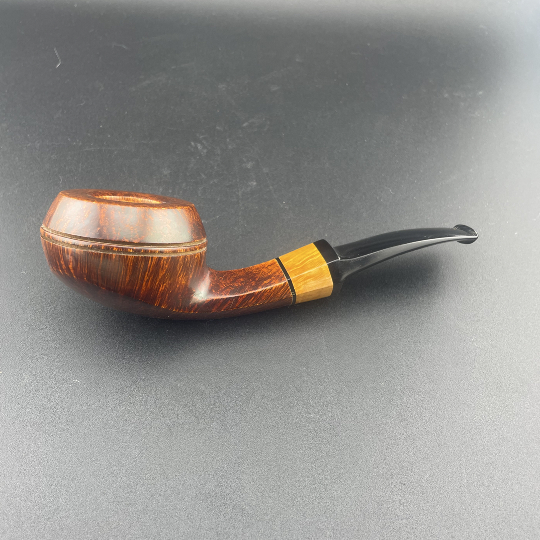 A手工经典复古光面牛头石楠木饰圈斗嘴（20*31）