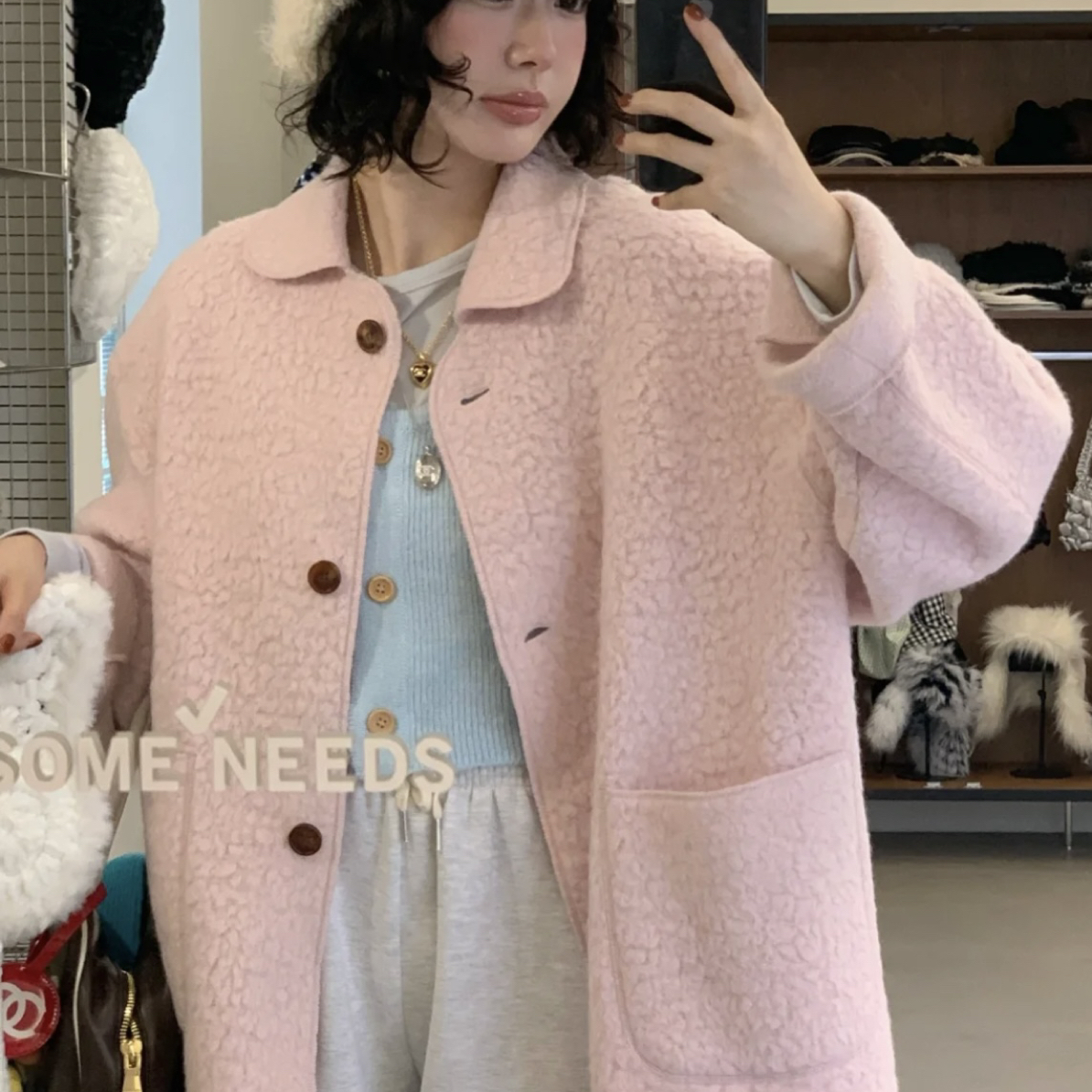 Ins博主东大门羊毛大衣外套