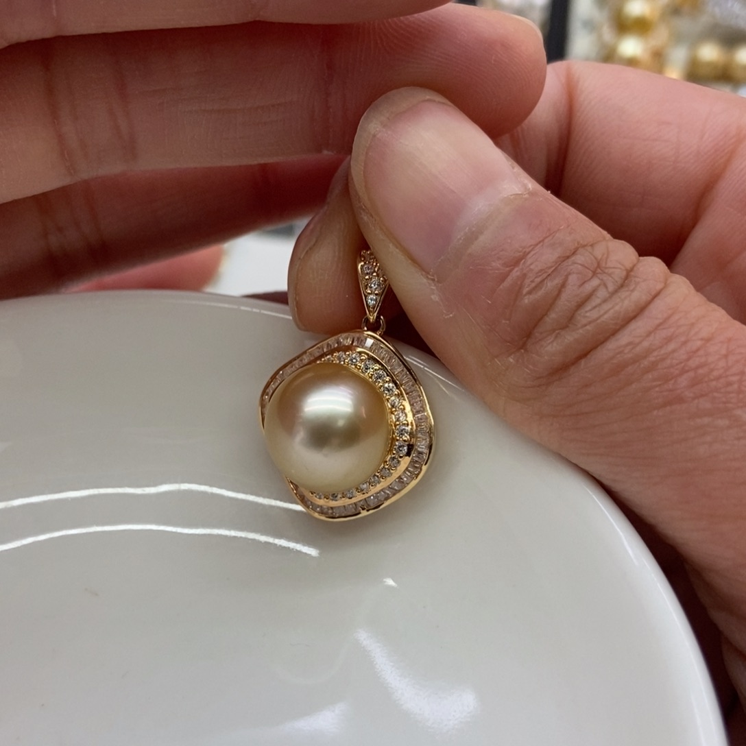 海水珍珠吊坠(不含链)银S925镶嵌