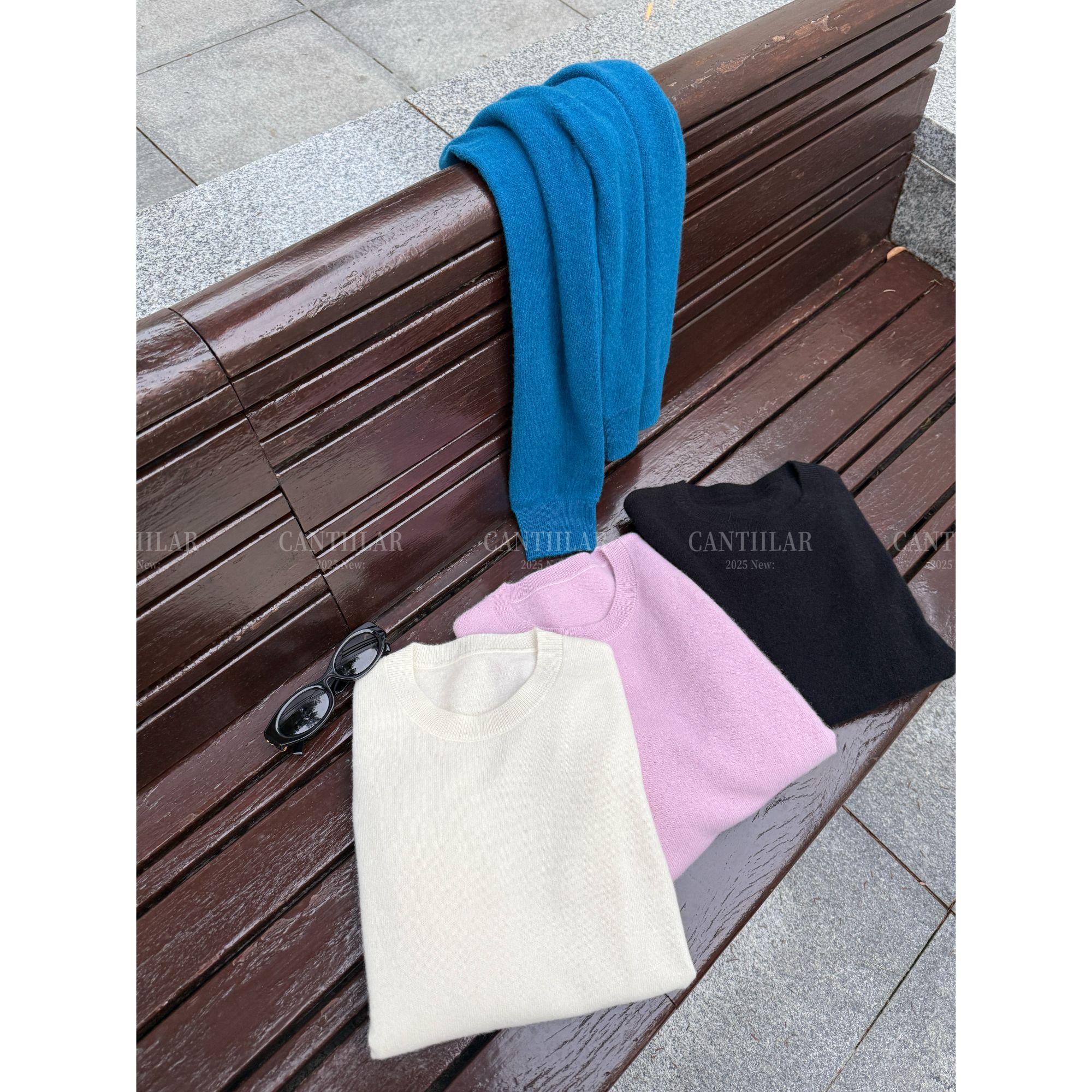 CANTIILAR “经典之作”100%山羊绒圆领短款针织毛衣 6802  