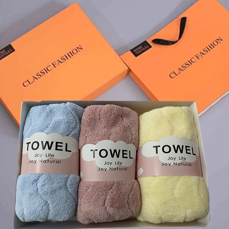 3条装水纹毛巾家用柔软吸水不掉毛g