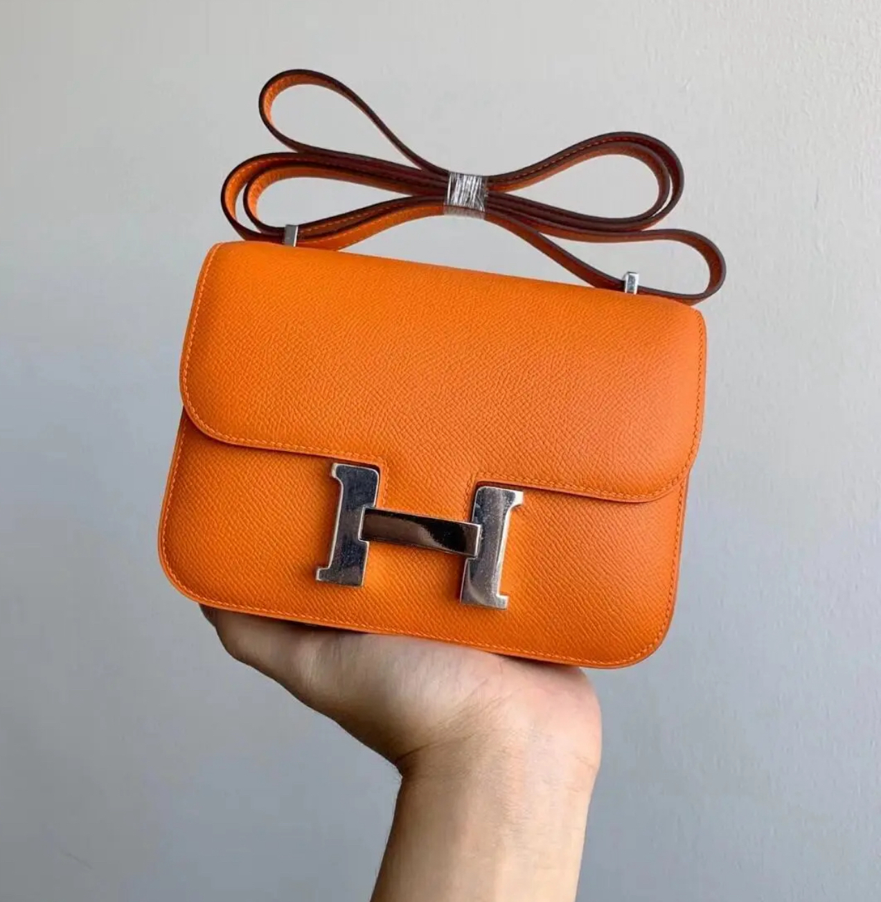 95新 Hermes/爱马仕 多多奢品/爱马仕19康康银扣x刻斜挎包/98新