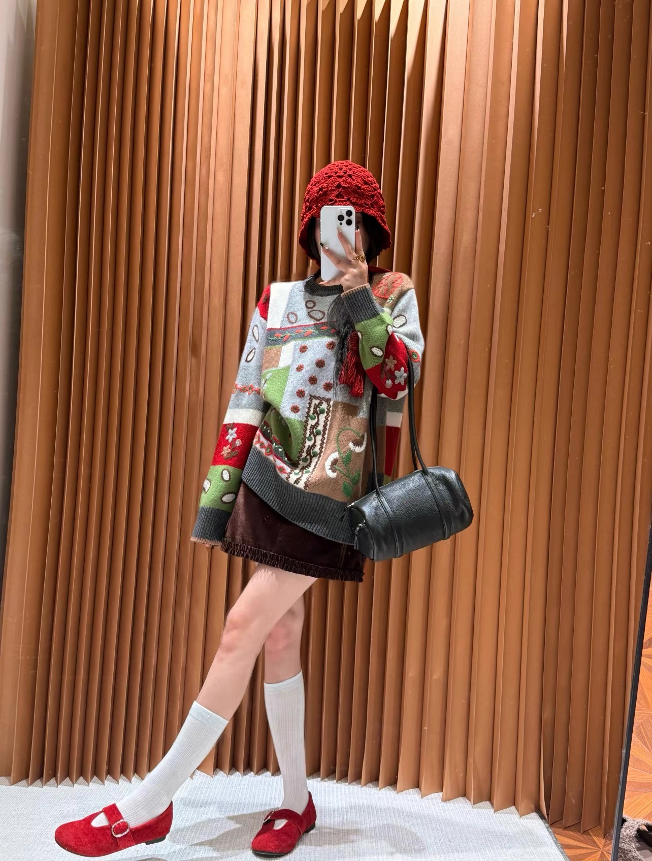 【卡诗米羊绒】24726刺绣套头山羊绒100%高定轻奢女宽松上衣