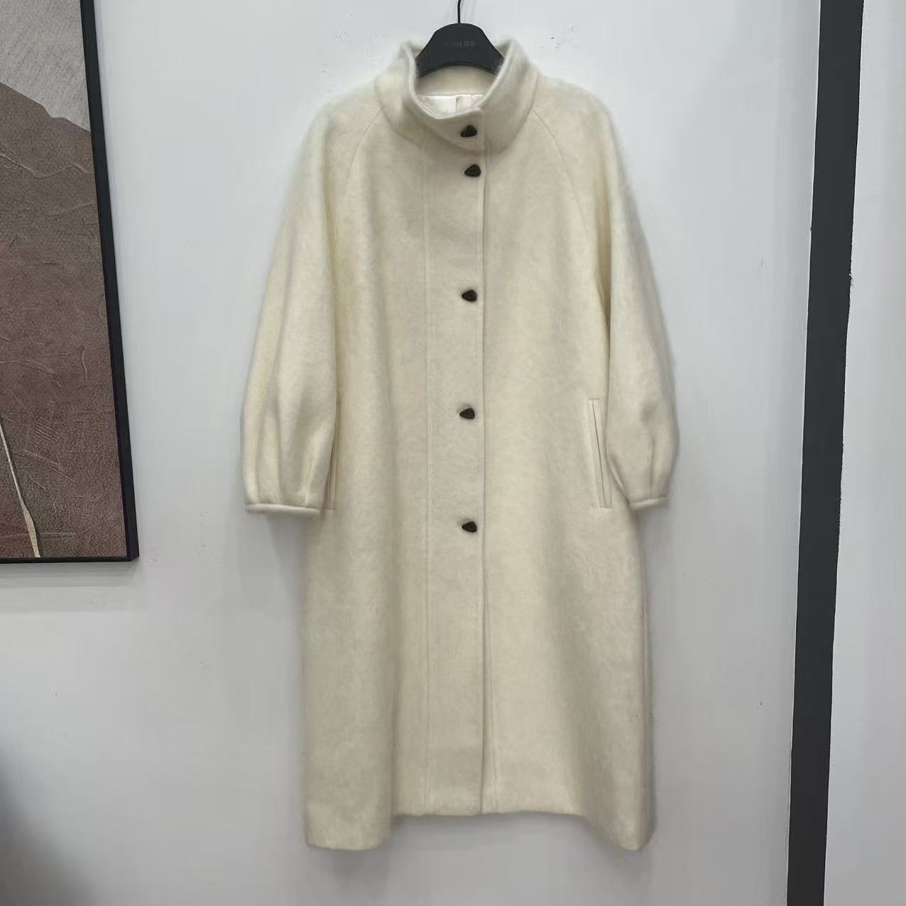 山羊绒羊毛拉绒长款大衣文艺轻奢羊毛外套