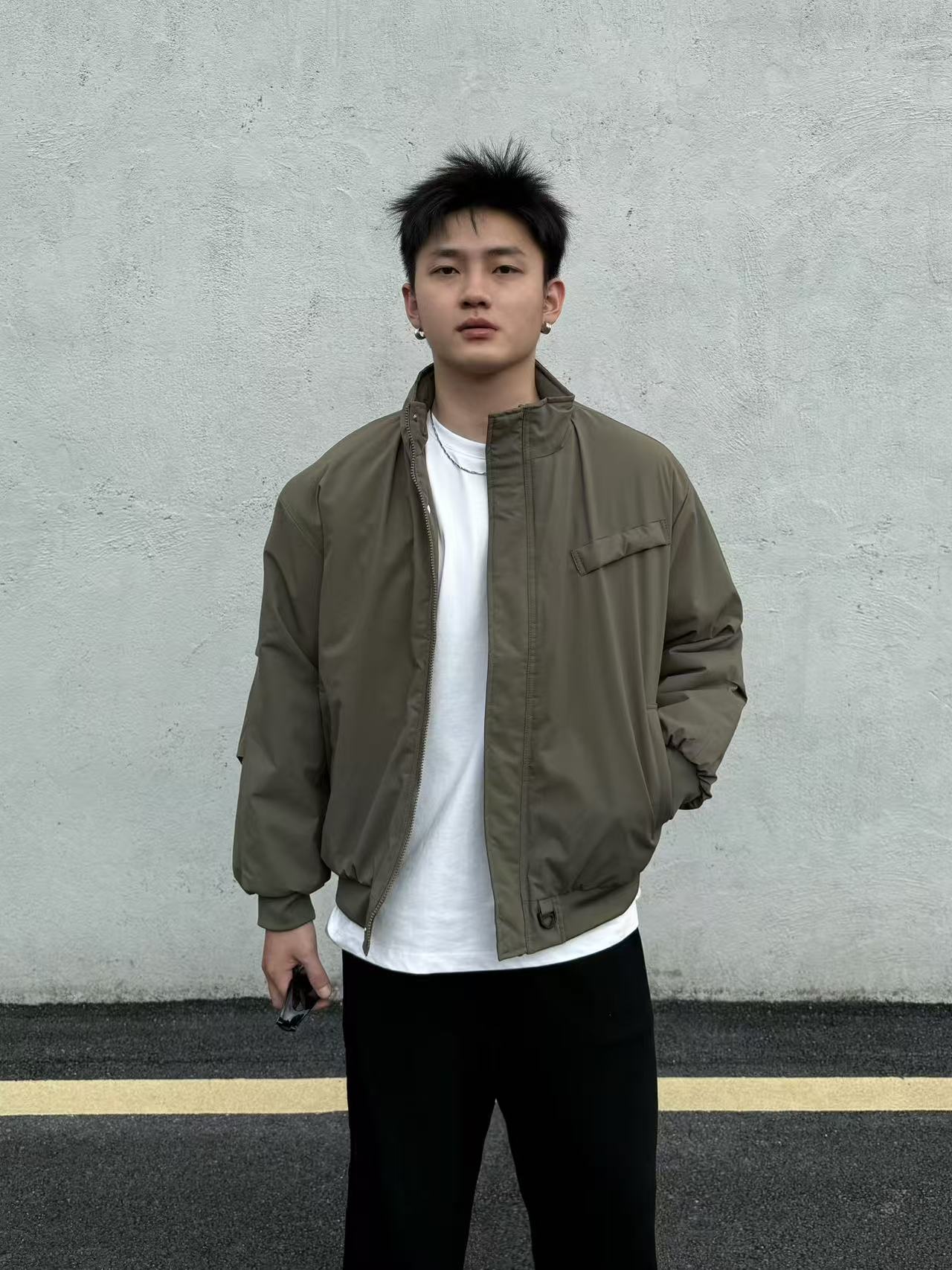 清新风立领男纯色三防工装风夹克春季男士秋季春秋