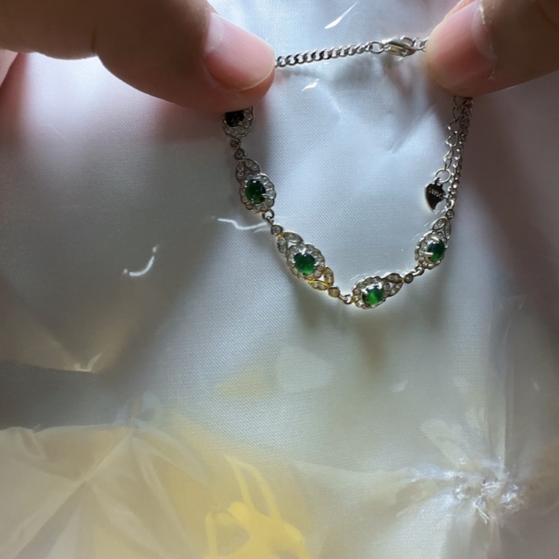 翡翠银S925镶嵌手链翡翠