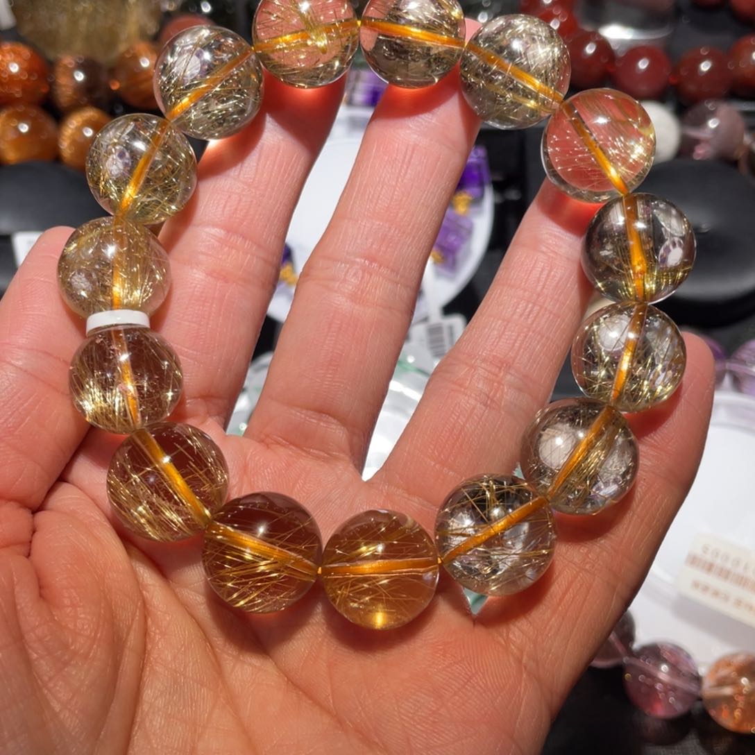 水晶手链未镶嵌金发晶16mm左右