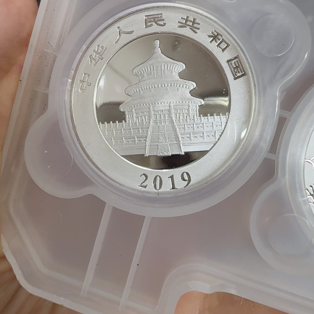 纯银2019年熊猫银币30克一枚