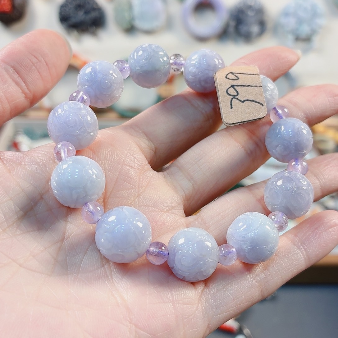 青***梧翡翠未镶嵌手链手串