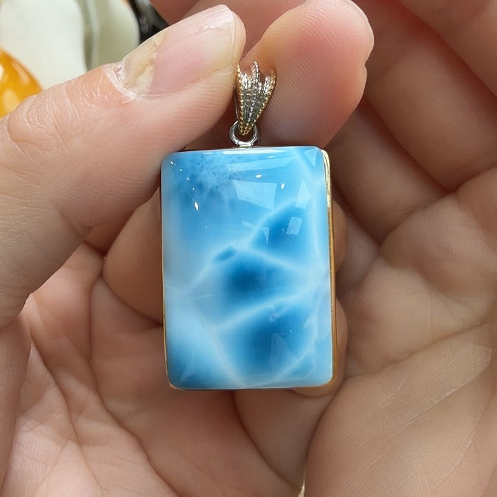 针钠钙石（海纹石）银S925镶嵌珠宝奇石