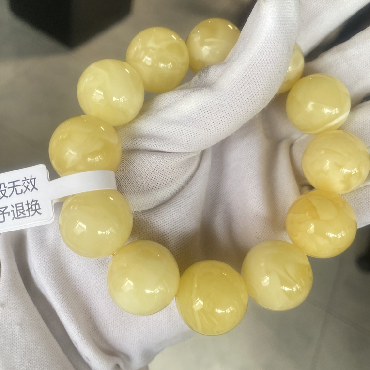 20咪鸡油黄浓蜡白花经典珠串