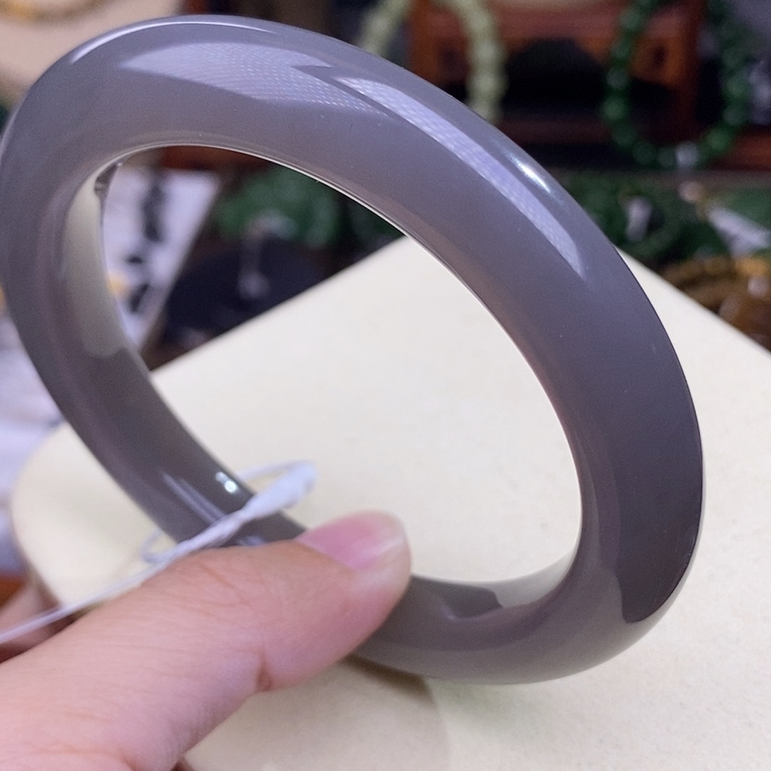 和田玉59.3 浓烟紫脂膏级老料手镯清货价未镶嵌