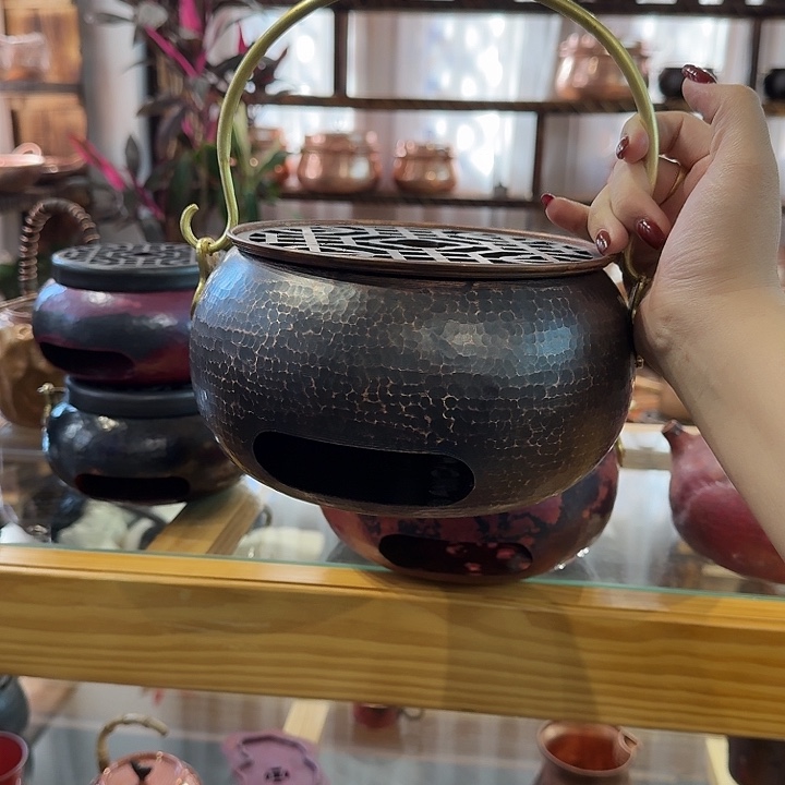 紫铜手工制作提梁碳炉