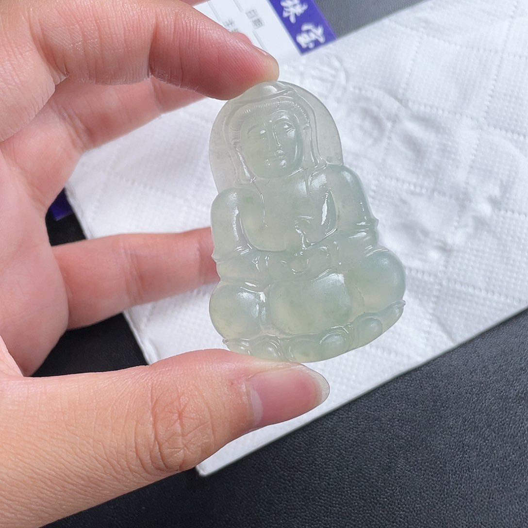 定制翡翠未镶嵌好*鱼观音翡翠雕刻毛货无鉴赏期