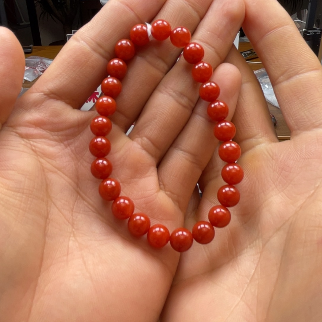 南红玛瑙官坡锦红单圈7mm未镶嵌250127-1